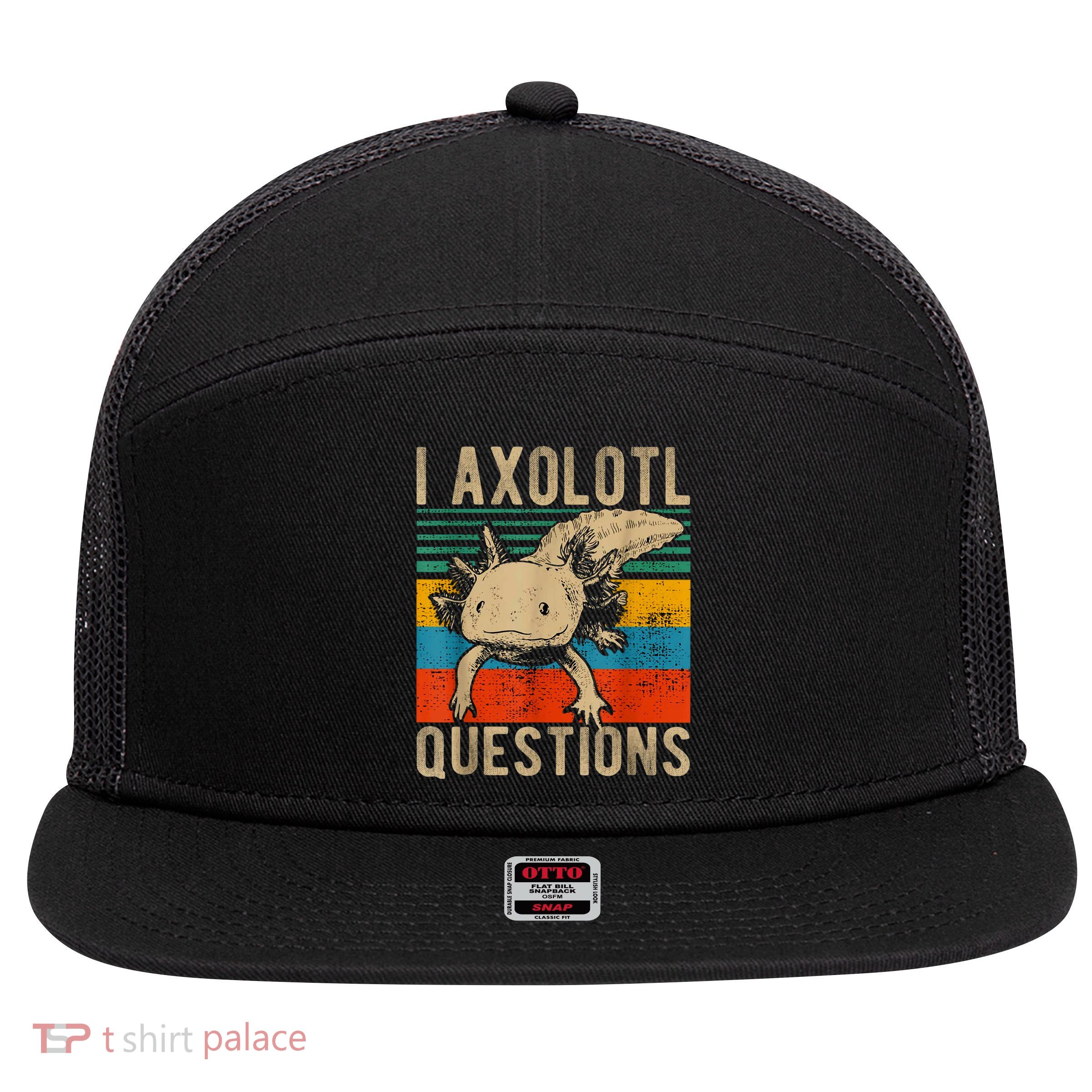 I Axolotl Questions Vintage 7 Panel Mesh Trucker Snapback Hat