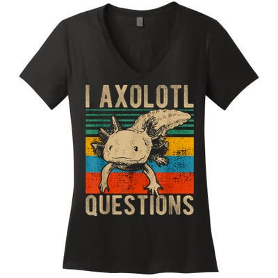 I Axolotl Questions Vintage Women's V-Neck T-Shirt