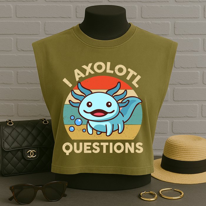 I Axolotl Questions Salamander Plush Axolotl Garment-Dyed Women's Muscle Tee