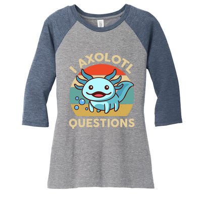 I Axolotl Questions Salamander Plush Axolotl Women's Tri-Blend 3/4-Sleeve Raglan Shirt