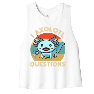 I Axolotl Questions Salamander Plush Axolotl Women's Racerback Cropped Tank