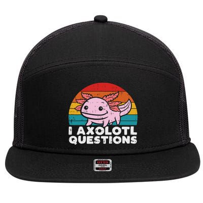 I Axolotl Questions Retro Vintage Funny Cute Axolotl   7 Panel Mesh Trucker Snapback Hat