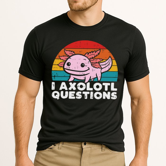 I Axolotl Questions Retro Vintage Funny Cute Axolotl   Performance Shirt