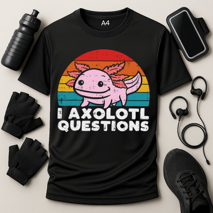 I Axolotl Questions Retro Vintage Funny Cute Axolotl   Performance Shirt