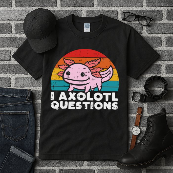 I Axolotl Questions Retro Vintage Funny Cute Axolotl   Tall T-Shirt