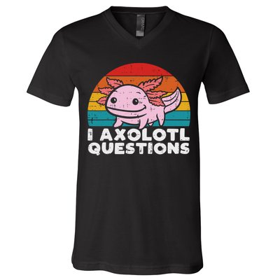 I Axolotl Questions Retro Vintage Funny Cute Axolotl   V-Neck T-Shirt