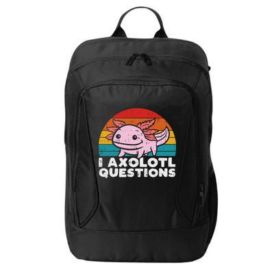 I Axolotl Questions Retro Vintage Funny Cute Axolotl   City Backpack