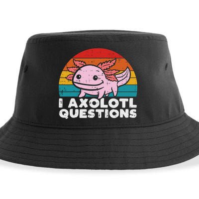 I Axolotl Questions Retro Vintage Funny Cute Axolotl   Sustainable Bucket Hat