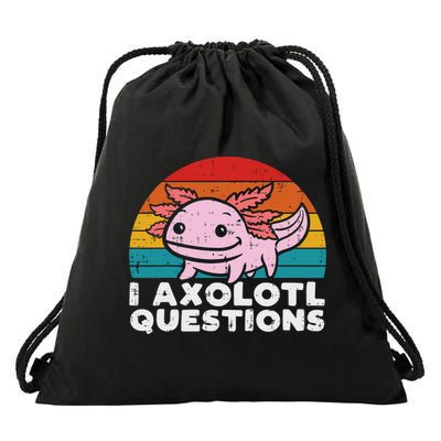 I Axolotl Questions Retro Vintage Funny Cute Axolotl   Drawstring Bag