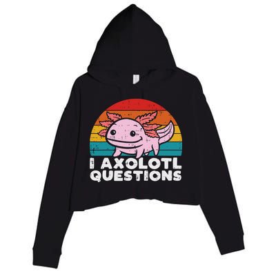 I Axolotl Questions Retro Vintage Funny Cute Axolotl   Crop Fleece Hoodie