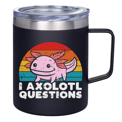 I Axolotl Questions Retro Vintage Funny Cute Axolotl   12oz Stainless Steel Coffee Mug