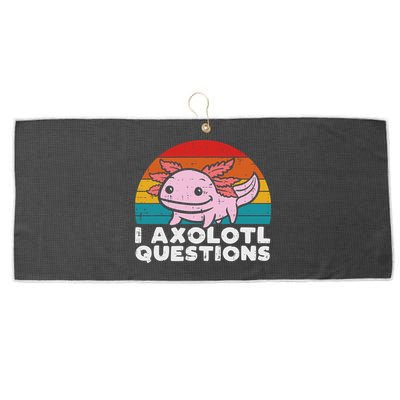 I Axolotl Questions Retro Vintage Funny Cute Axolotl   Large Microfiber Waffle Golf Towel