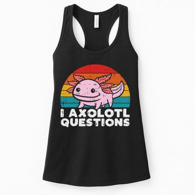 I Axolotl Questions Retro Vintage Funny Cute Axolotl   Womens Tank Top