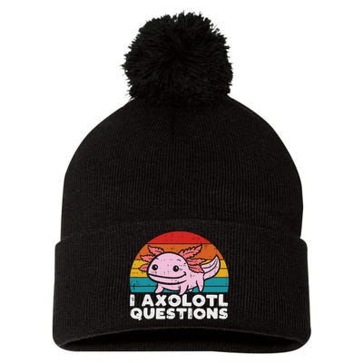 I Axolotl Questions Retro Vintage Funny Cute Axolotl   Pom Pom 12in Knit Beanie