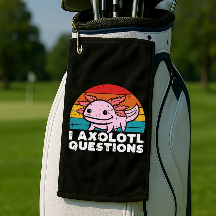 I Axolotl Questions Retro Vintage Funny Cute Axolotl   Golf Towel
