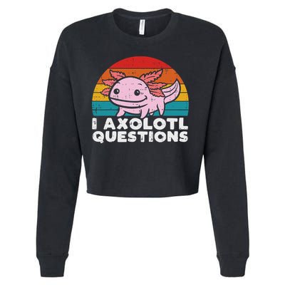 I Axolotl Questions Retro Vintage Funny Cute Axolotl   Cropped Pullover Crew