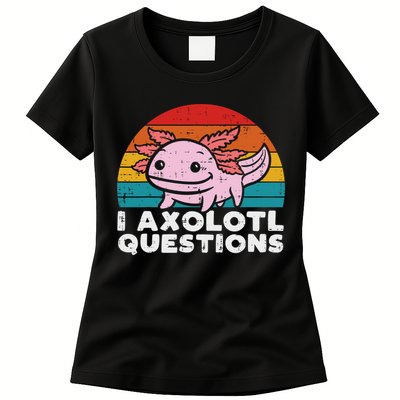 I Axolotl Questions Retro Vintage Funny Cute Axolotl   Womens T-Shirt