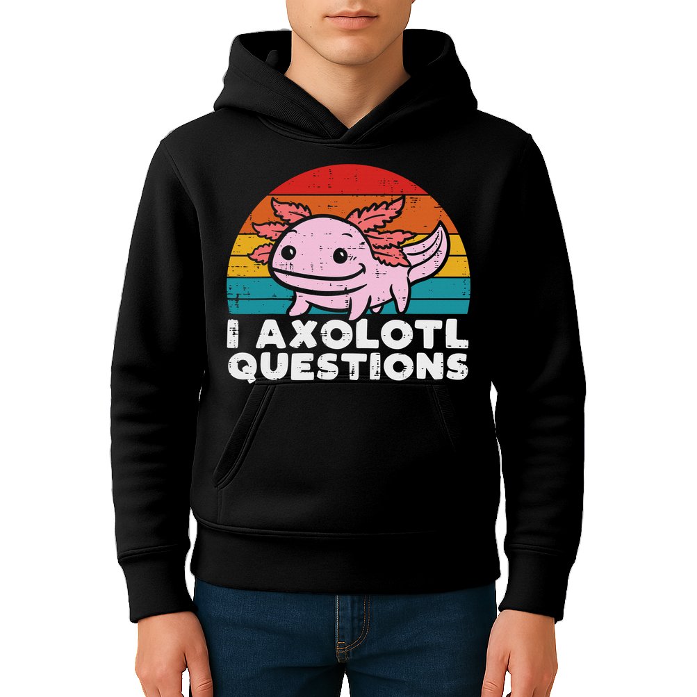 I Axolotl Questions Retro Vintage Funny Cute Axolotl   Kids Hoodie