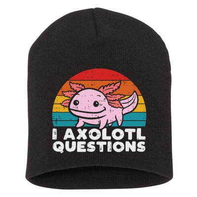 I Axolotl Questions Retro Vintage Funny Cute Axolotl   Short Acrylic Beanie