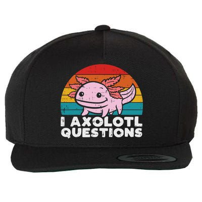 I Axolotl Questions Retro Vintage Funny Cute Axolotl   Wool Snapback Cap