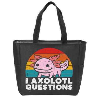 I Axolotl Questions Retro Vintage Funny Cute Axolotl   Zip Tote Bag