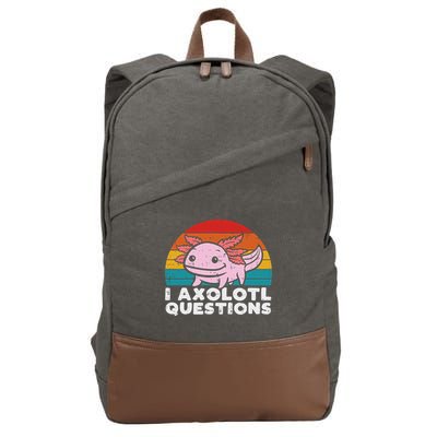 I Axolotl Questions Retro Vintage Funny Cute Axolotl   Cotton Canvas Backpack