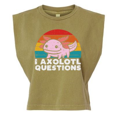 I Axolotl Questions Retro Vintage Funny Cute Axolotl   Garment-Dyed Women's Muscle Tee