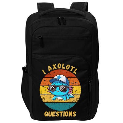 I Axolotl Questions, Cute Retro Axolotl, Funny Blue Axolotl Impact Tech Backpack