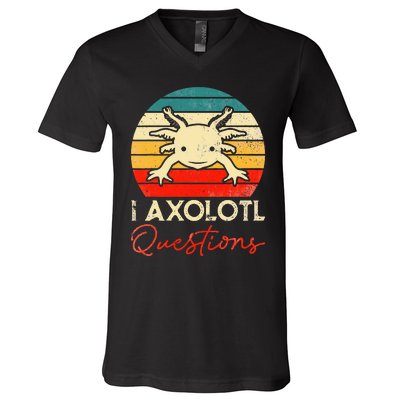 I Axolotl Questions Vintage Kawaii Axolotl V-Neck T-Shirt