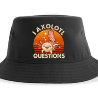 I Axolotl Questions Design Funny Cute Axolotl Vintage Sustainable Bucket Hat