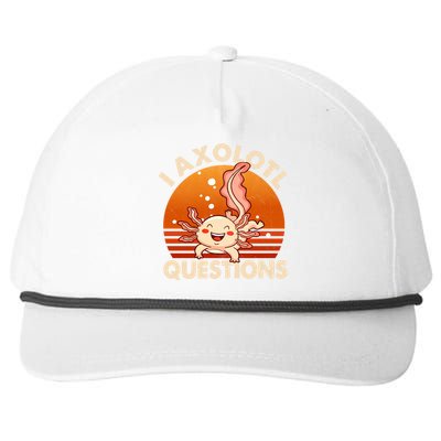 I Axolotl Questions Design Funny Cute Axolotl Vintage Snapback Five-Panel Rope Hat