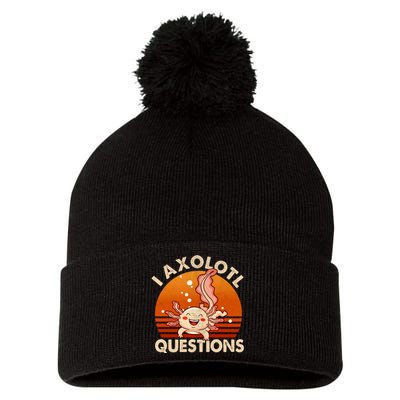 I Axolotl Questions Design Funny Cute Axolotl Vintage Pom Pom 12in Knit Beanie