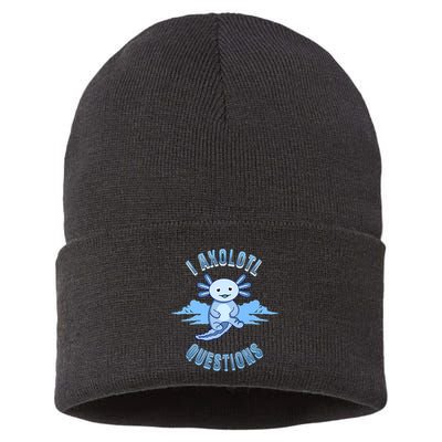 I Axolotl Questions Blue Axolotl Design Sustainable Knit Beanie