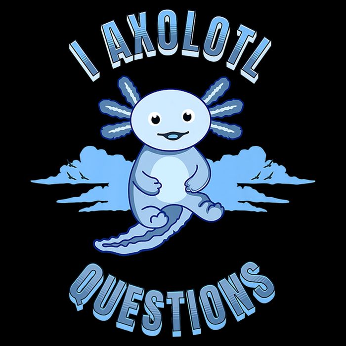 I Axolotl Questions Blue Axolotl Design Cropped Pullover Crew