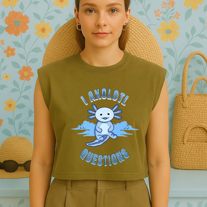 I Axolotl Questions Blue Axolotl Design Garment-Dyed Women's Muscle Tee