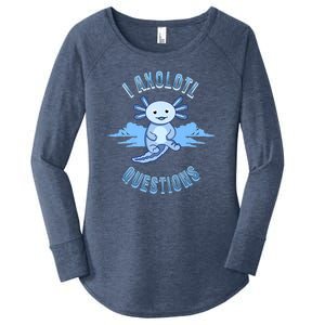 I Axolotl Questions Blue Axolotl Design Women's Perfect Tri Tunic Long Sleeve Shirt