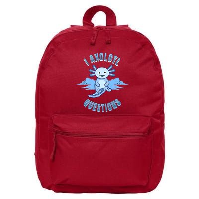 I Axolotl Questions Blue Axolotl Design 16 in Basic Backpack