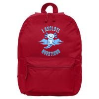 I Axolotl Questions Blue Axolotl Design 16 in Basic Backpack