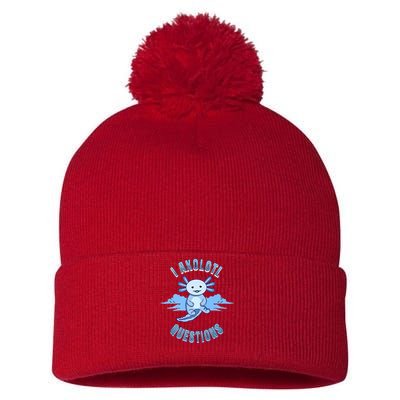 I Axolotl Questions Blue Axolotl Design Pom Pom 12in Knit Beanie