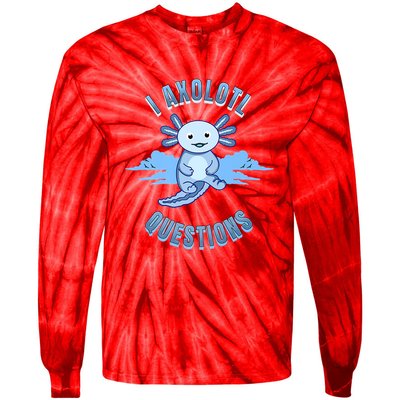 I Axolotl Questions Blue Axolotl Design Tie-Dye Long Sleeve Shirt
