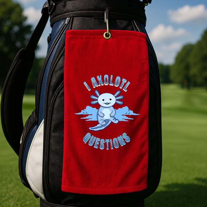 I Axolotl Questions Blue Axolotl Design Golf Towel