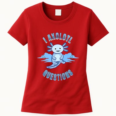 I Axolotl Questions Blue Axolotl Design Womens T-Shirt