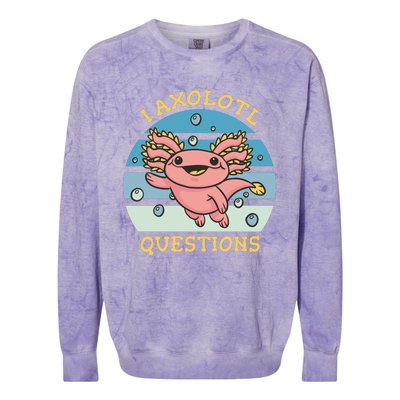 I Axolotl Questions Colorblast Crewneck Sweatshirt