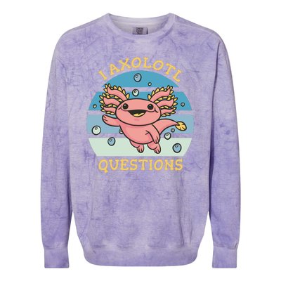 I Axolotl Questions Retro Cute Colorblast Crewneck Sweatshirt