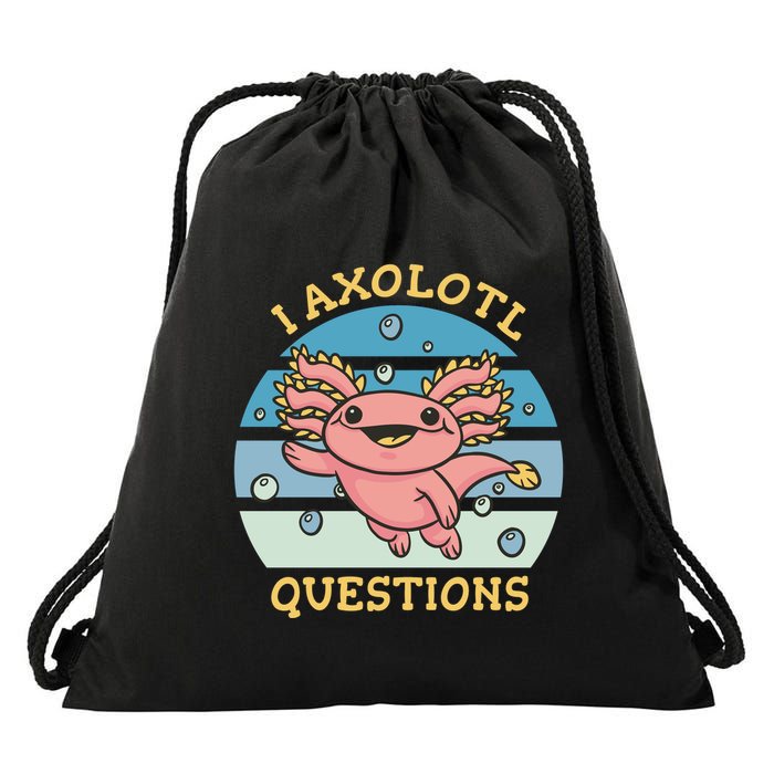 I Axolotl Questions Retro Cute Drawstring Bag