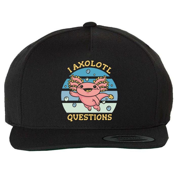 I Axolotl Questions Retro Cute Wool Snapback Cap