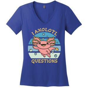 I Axolotl Questions Retro Cute Women's V-Neck T-Shirt