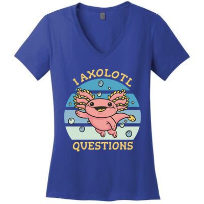 I Axolotl Questions Retro Cute Women's V-Neck T-Shirt