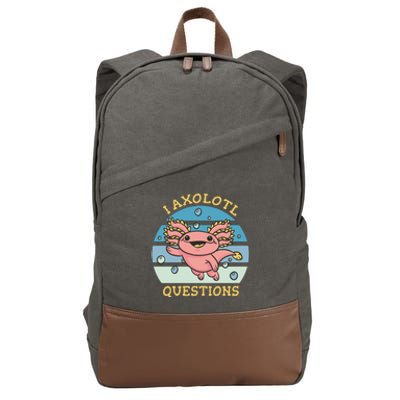 I Axolotl Questions Retro Cute Cotton Canvas Backpack