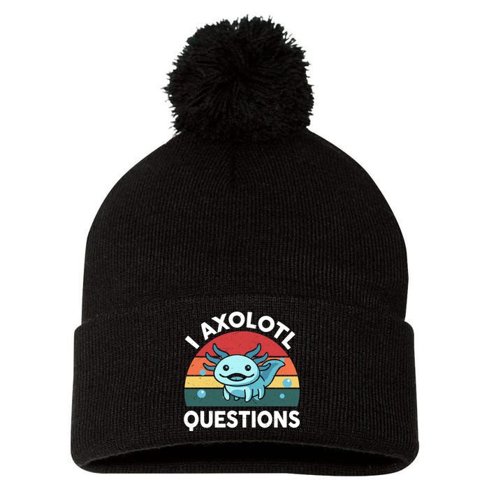 I Axolotl Questions Cute Axolotl Pom Pom 12in Knit Beanie